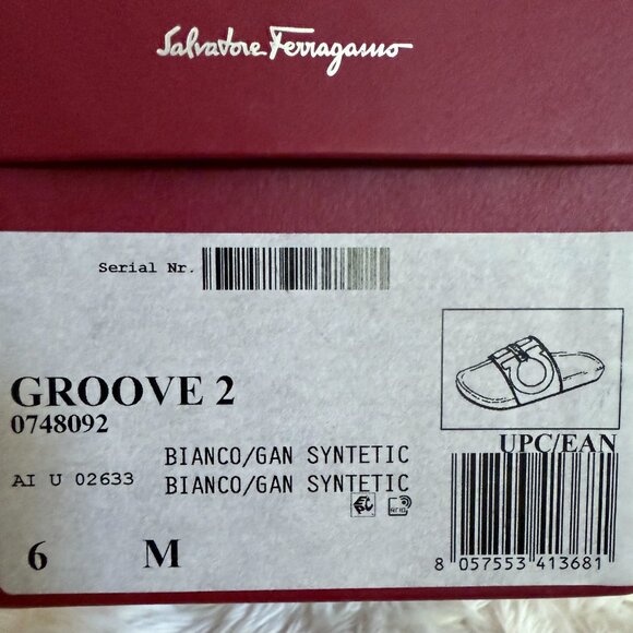 Salvatore Ferragamo Groove 2 White Slides Men Size 6 Brand new 100% Authentic main image 5